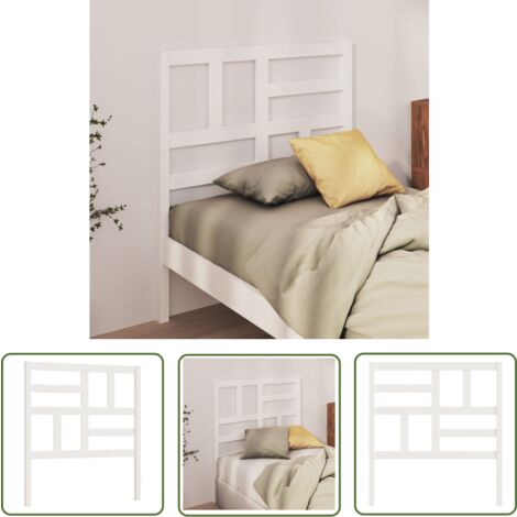 The Living Store Tête de lit Blanc 81x4x104 cm Bois massif de pin - Tête De Lit - Literie - Meuble De Chambre - Bois Massif - Tête De Lit Blanche