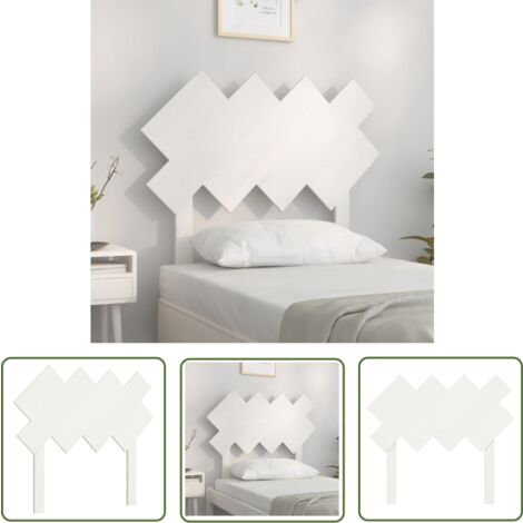 The Living Store Tête de lit Blanc 92x3x81 cm Bois massif de pin - Tête De Lit - Literie - Meuble De Chambre - Bois Massif - Tête De Lit Blanche