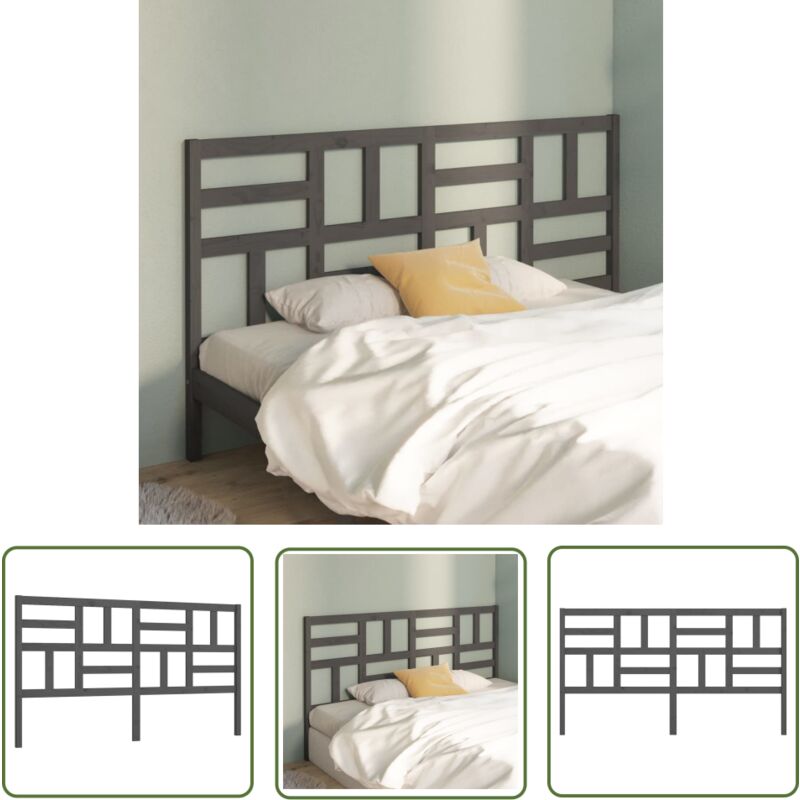 Tête de lit Gris 206x4x104 cm Bois massif de pin - Tête De Lit - Literie - Meuble De Chambre - Bois Massif - Tête De Lit Grise - The Living Store