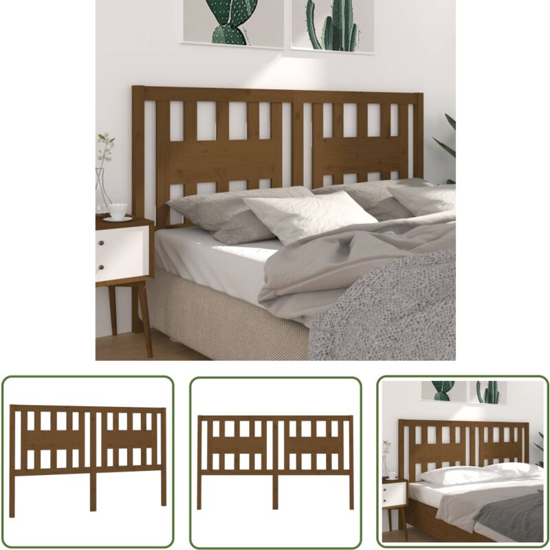 The Living Store - Tête de lit Marron miel 126x4x100 cm Bois massif de pin - Tête De Lit - Tête De Lit Bois - Tête De Lit Rustique - Tête De Lit