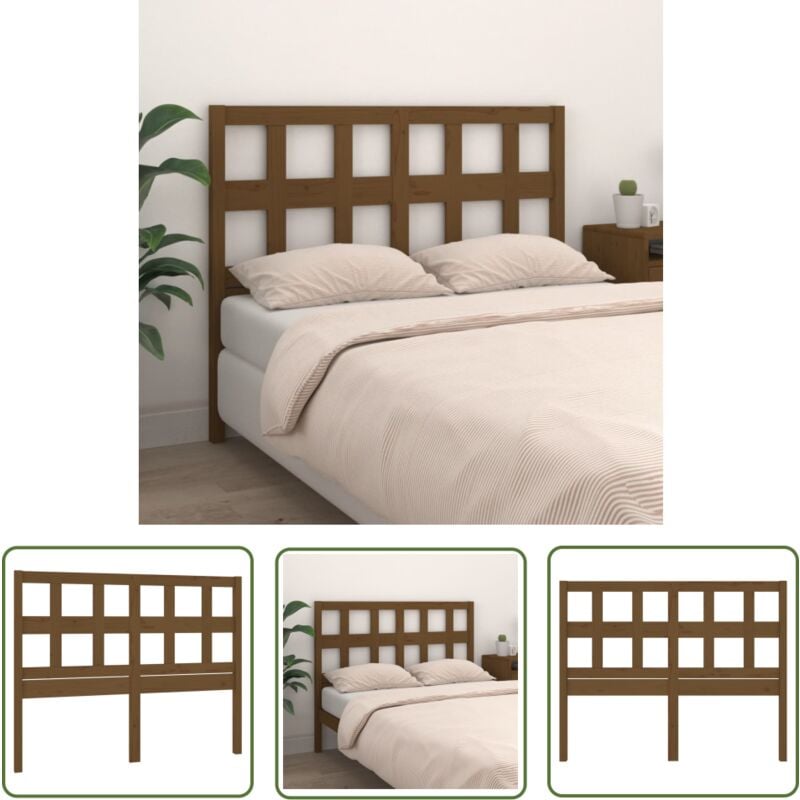 The Living Store - Tête de lit Marron miel 205,5x4x100 cm Bois massif de pin - Tête De Lit - Tête De Lit En Bois - Tête De Lit Rustique - Meuble De