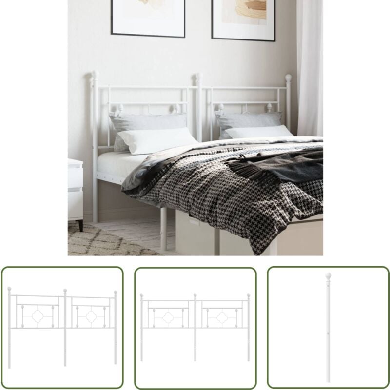 The Living Store - Tête de lit métal blanc 150 cm - Tête De Lit - Lit - Meuble De Chambre - Têtière De Lit - Design Moderne