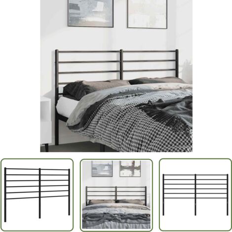 The Living Store Tête de lit métal noir 135 cm - Tête De Lit - Lit Double - Tête De Lit Métal - Mobilier Chambre - Décoration Chambre