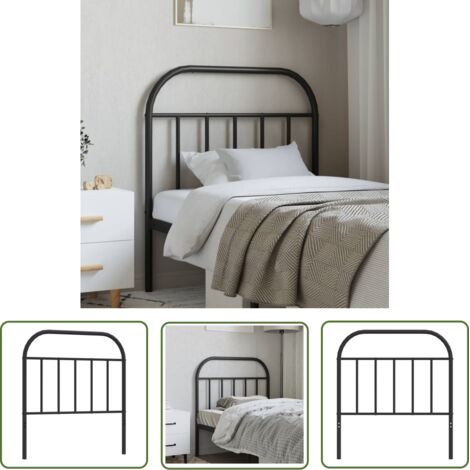 The Living Store Tête de lit métal noir 90 cm - Tête De Lit - Lit Simple - Tête De Lit Métal - Tête De Lit Noire - Meuble De Chambre