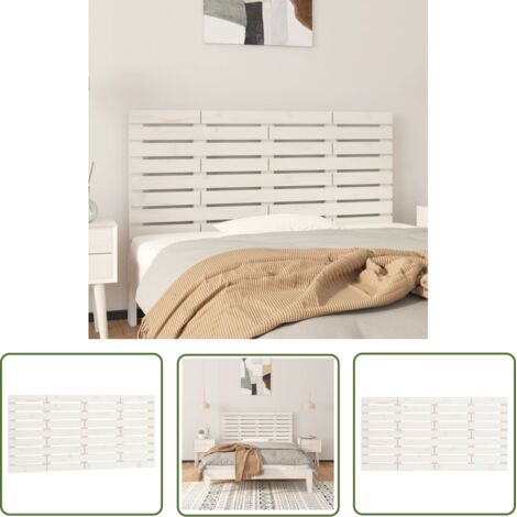 The Living Store Tête de lit murale Blanc 146x3x63 cm Bois massif de pin - Tête De Lit Murale - Tête De Lit Bois - Tête De Lit Blanche - Décoration Chambre - Meuble Chambre