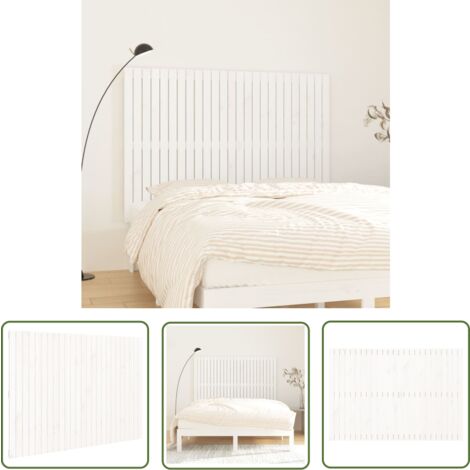 The Living Store Tête de lit murale Blanc 159,5x3x110 cm Bois massif de pin - Tête De Lit Murale - Tête De Lit Bois - Tête De Lit Blanche - Décoration Chambre - Meuble Chambre