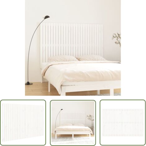 The Living Store Tête de lit murale Blanc 166x3x110 cm Bois massif de pin - Tête De Lit Murale - Tête De Lit Bois - Tête De Lit Blanche - Literie - Décoration Chambre