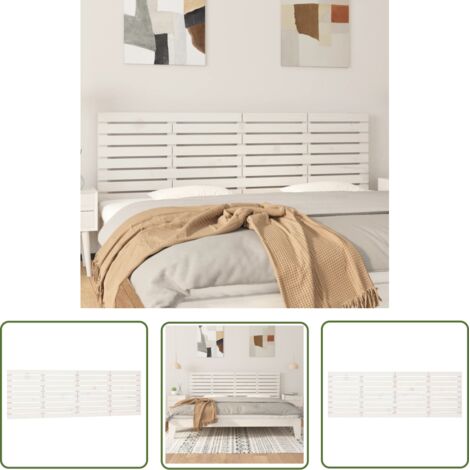 The Living Store Tête de lit murale Blanc 166x3x63 cm Bois massif de pin - Tête De Lit Murale - Tête De Lit Bois - Tête De Lit Blanche - Literie - Décoration Chambre