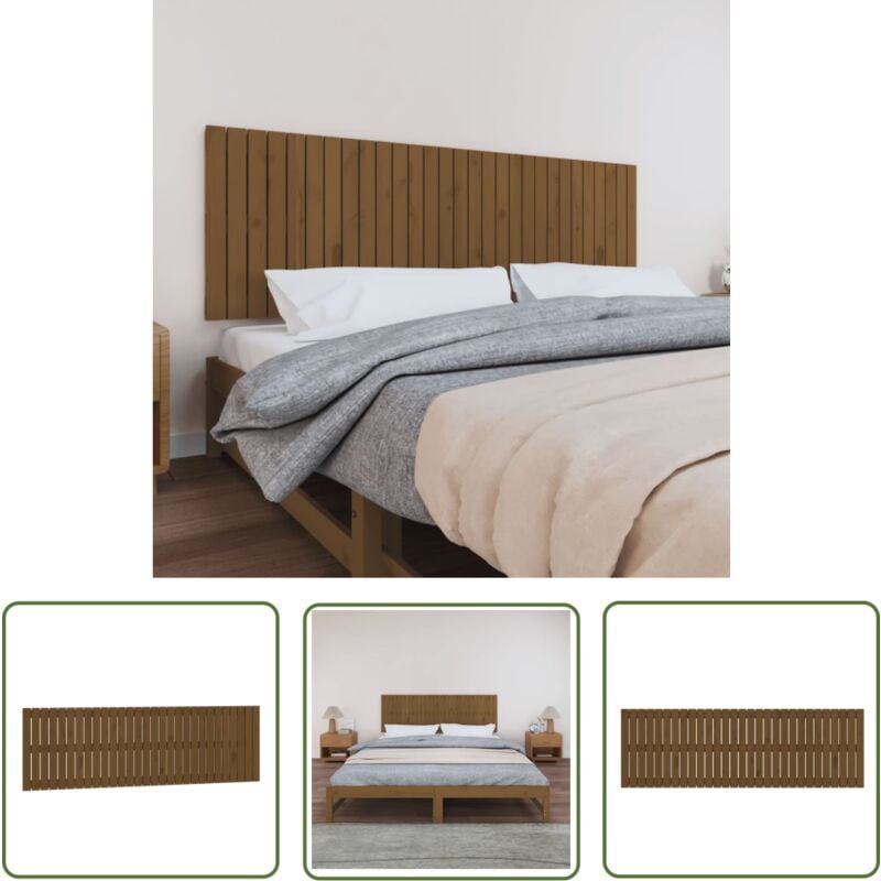 The Living Store - Tête de lit murale Marron miel 185x3x60 cm Bois massif de pin - Tête De Lit Murale - Tête De Lit Bois - Tête De Lit Design
