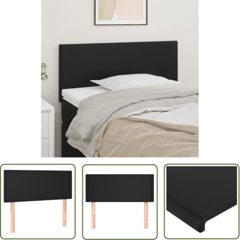 The Living Store Tête de lit Noir 90x5x78/88 cm Similicuir - Tête De Lit - Tête De Lit Moderne - Tête De Lit Noire - Tête De Lit Rembourrée - Tête De Lit Similicuir