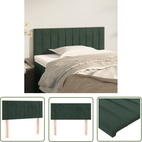 The Living Store Tête de lit Vert foncé 100x5x78/88 cm Velours - Tête De Lit - Literie - Meuble De Chambre - Velours - Chaise Longue