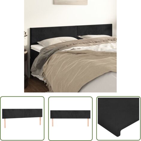 The Living Store Têtes de lit 2 pcs Noir 100x5x78/88 cm Velours - Tête De Lit - Literie - Meuble De Chambre - Velours - Chaise Longue Lit