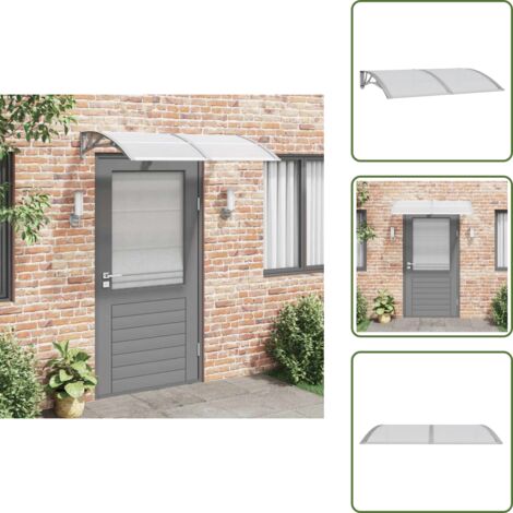 The Living Store Tettoia per Porta Grigia 150x100 cm Policarbonato - Protezione porta