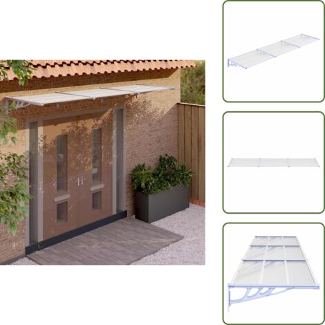 The Living Store Tettoia per Porta Grigio e Trasparente 358,5x90cm Policarbonato - Protezione porta