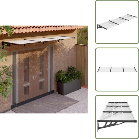 The Living Store Tettoia per Porta Nero e Trasparente 297,5x90 cm Policarbonato - Protezione porta