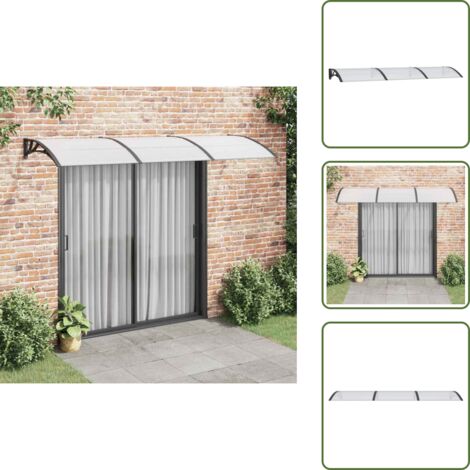 The Living Store Tettoia per Porta Nero e Trasparente 300x75 cm in Policarbonato - Protezione porta