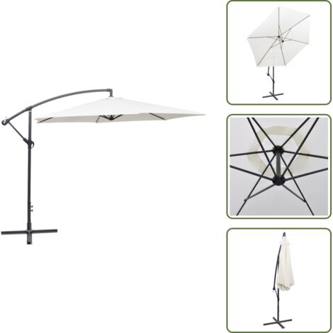 The Living Store The Living Store Ombrellone a Sbalzo da Giardino 3 m Bianco Sabbia - Ombrellone a sbalzo