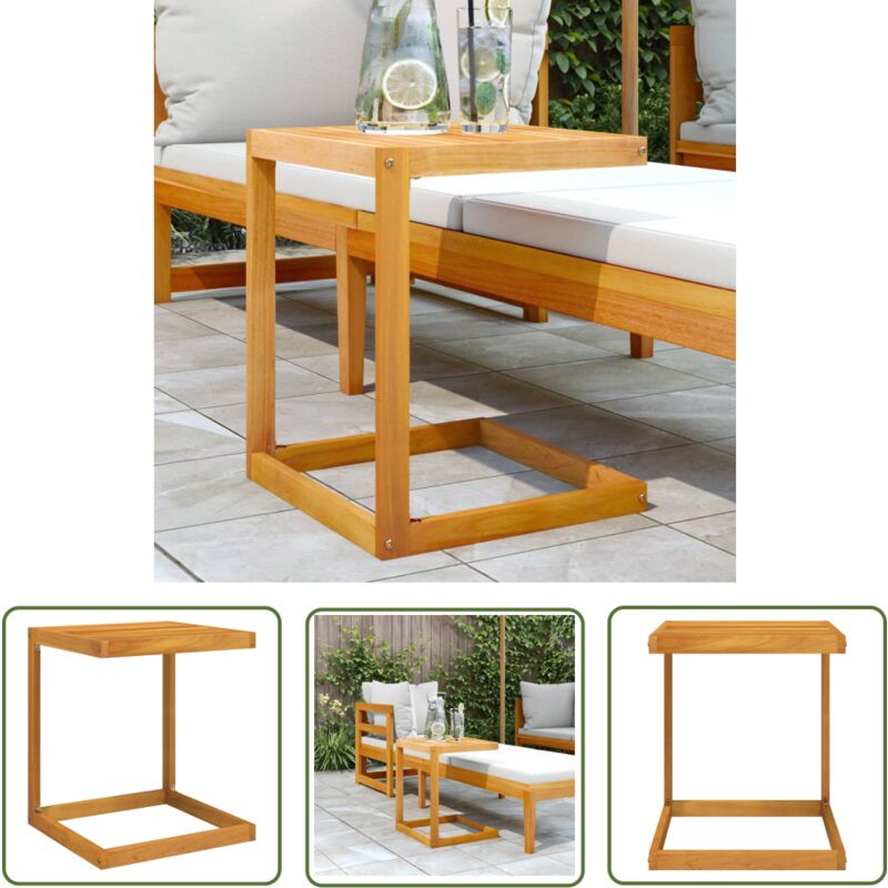 The Living Store The Living Store Table en forme de C 42x40x50 cm bois massif d'acacia - Table Basse - Table En C - Mobilier De Jardin - Table
