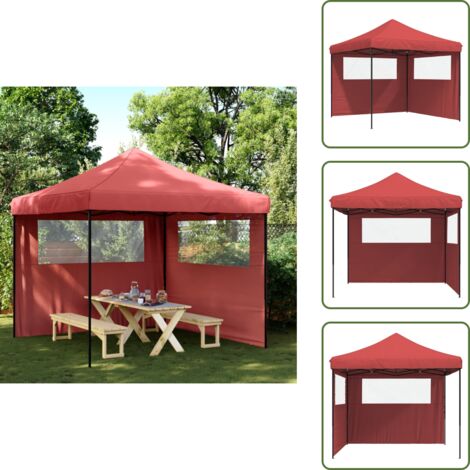 The Living Store Tienda de fiesta plegable Pop-Up 2 paredes laterales burdeos - Carpa emergente