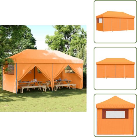 The Living Store Tienda de fiesta plegable Pop-Up 4 paredes laterales naranja - Carpa emergente