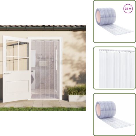 The Living Store Tira de cortina para puertas PVC transparente 200x1,6 mm 25 m - Aislamiento térmico