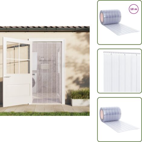 The Living Store Tira de cortina para puertas PVC transparente 300x2,6 mm 10 m - Burlete de puerta