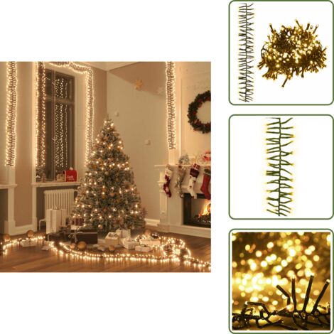 The Living Store Tira de luces de racimo con 1000 LED PVC blanco cálido 11 m - Decoración navideña