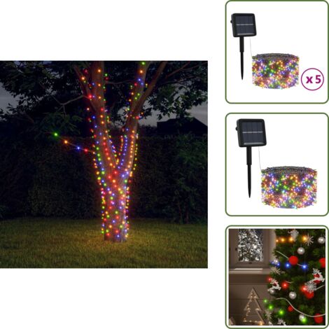 The Living Store Tiras de luces solares LED 5 uds de colores interior/exterior - Luces led
