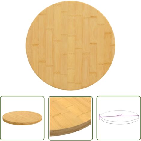 The Living Store Tischplatte Ø50x2,5 cm Bambus - Bambus Tischplatte - Esstisch Platte - Wohnzimmer Dekoration - Kaffeetisch Platte - Sideboard Platte