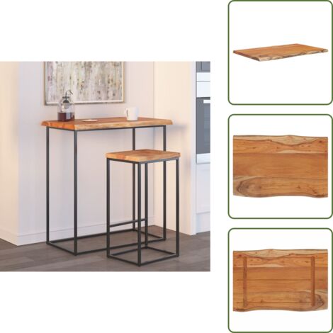 The Living Store Tischplatte 60x40x2,5 cm Rechteckig Massivholz Akazie Baumkante - Holztischplatte - Akazienholzt Tischplatte - Esstisch Platte - Wohnzimmer Dekoration - DIY Möbel