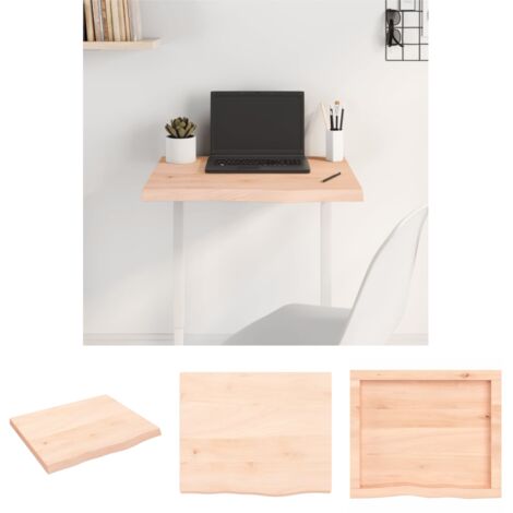 The Living Store Tischplatte 60x50x(2-4) cm Massivholz Eiche Unbehandelt -  Tischplatten