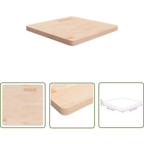 The Living Store Tischplatte Quadratisch 60x60x4 cm Eichenholz Unbehandelt - Esstisch Platte - Eiche Massiv - Tischplatte Holz - Wohnzimmer Deko - Rustikal