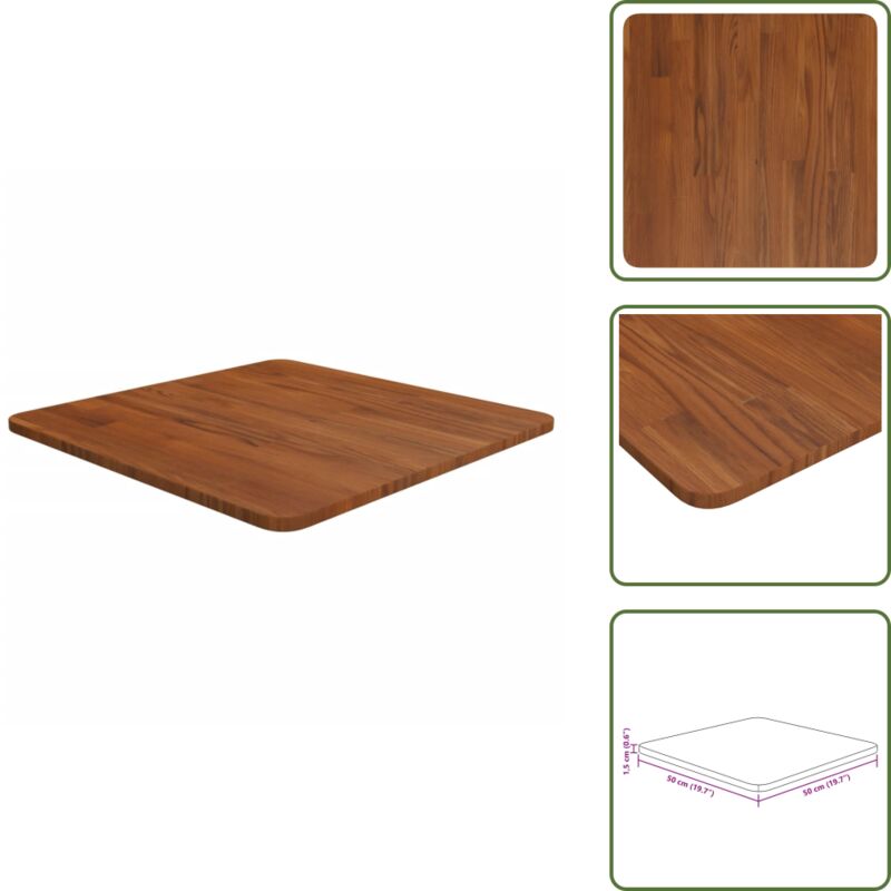 Vidaxl The Living Store Tischplatte Quadratisch Dunkelbraun 50x50x1, 5cm Eiche Behandelt - Esstisch Platte - Eichendielen - Holzt Tischplatte - Wohnzimmer