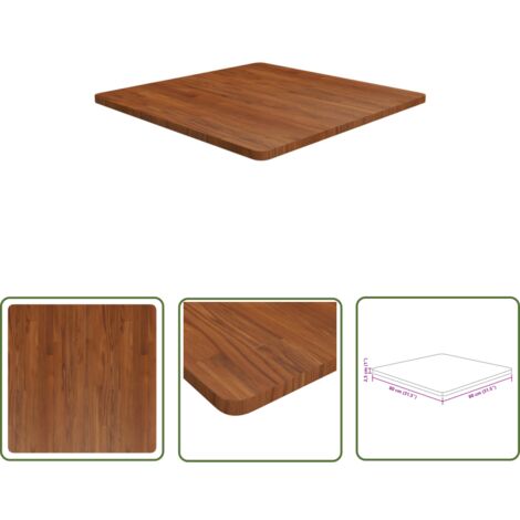 The Living Store Tischplatte Quadratisch Dunkelbraun 80x80x2,5cm Eiche Behandelt - Esstisch Platte - Eichendielen - Holzt Tischplatte - Holztischplatte Massiv - Wohnzimmer Deko
