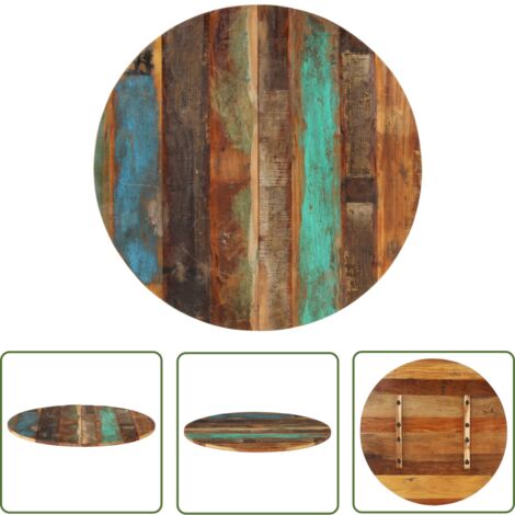 The Living Store Tischplatte Rund 80 cm 15-16 mm Altholz Massiv - Holztischplatte - Altholz Tischplatte - Runde Tischplatte - Vintage Tischplatte - Massives Holz