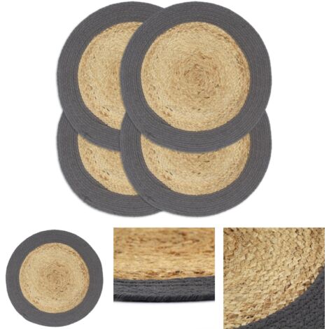 The Living Store Tischsets 4 Stk. Natur und Anthrazit 38 cm Jute und Baumwolle -  Tischsets