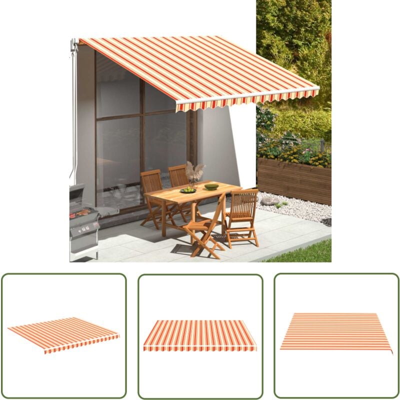 The Living Store - Tissu de remplacement pour auvent Jaune et orange 4x3,5 m - Toile D'ombrage - Toit De Terrasse - Auvent De Jardin - Protection
