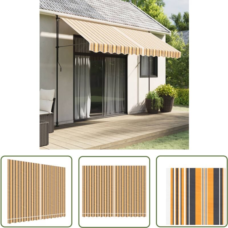 The Living Store - Tissu de remplacement pour auvent rayures multicolores 3,5x2,5m - Toile De Store - Tissu D'ombrage - Auvent De Jardin - Parasol