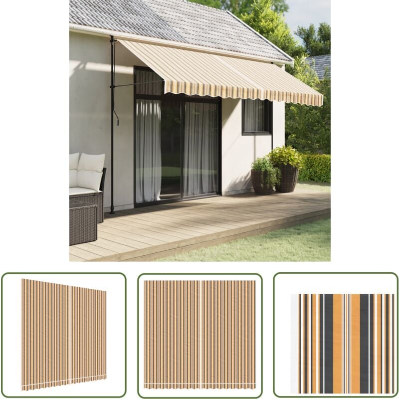 The Living Store - Tissu de remplacement pour auvent rayures multicolores 4x3,5 m - Toile De Store - Tissu D'ombrage - Auvent De Jardin - Parasol