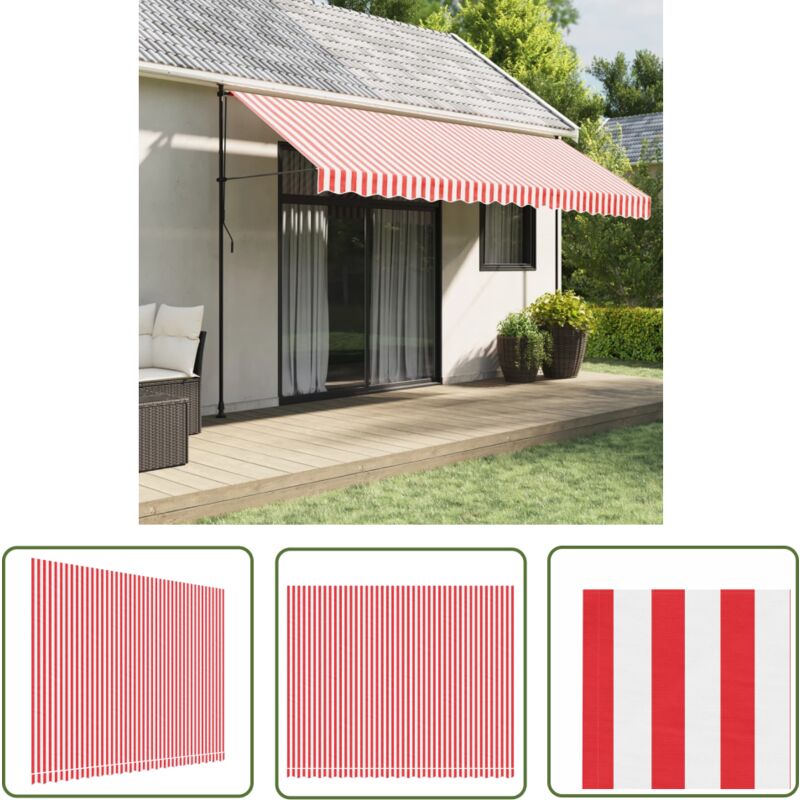 The Living Store - Tissu de remplacement pour auvent rayures rouges et blanches - Toile De Store - Tissu D'auvent - Auvent De Jardin - Parasol