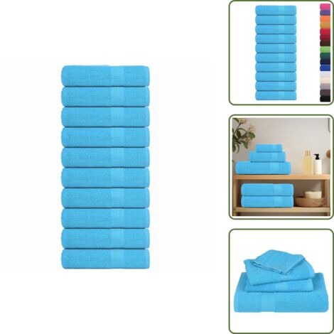 The Living Store Toallas de baño FROGN 10 uds turquesa 100x150 cm 360 g/m² - Toallas de algodón