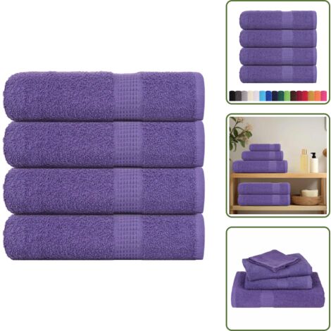 The Living Store Toallas de baño FROGN 4 uds morado 100x150 cm 360 g/m² - Toalla de baño