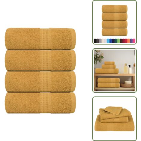 The Living Store Toallas de baño FROGN 4 uds oro 30x30 cm 360 g/m² - Toallas de algodón