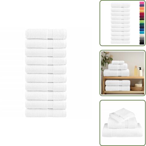 The Living Store Toallas de baño SOLUND 10 uds blanco 100x150 cm 600 gsm - Toallas de algodón