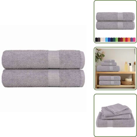 The Living Store Toallas de ducha FROGN 2 uds gris 70x140 cm 360 g/m² - Toallas de ducha