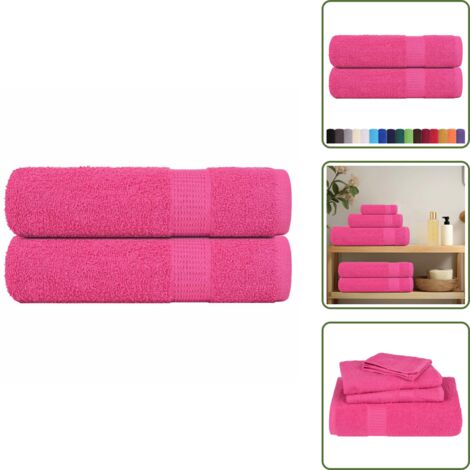 The Living Store Toallas de ducha FROGN 2 uds rosa 70x140 cm 360 g/m² - Toallas de ducha