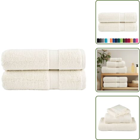 The Living Store Toallas de ducha SOLUND 2 unidades crema 70x140 cm 600 gsm - Toallas de ducha