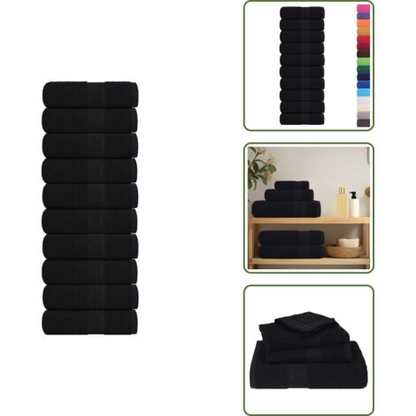 The Living Store Toallas de invitados FROGN 10 uds negro 30x50 cm 360 g/m² - Toallas de invitados