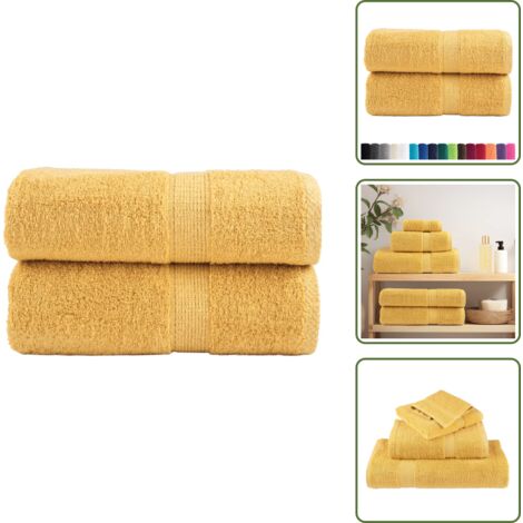 The Living Store Toallas de invitados SOLUND 2 uds dorado 30x50 cm 600 gsm - Toallas de invitado