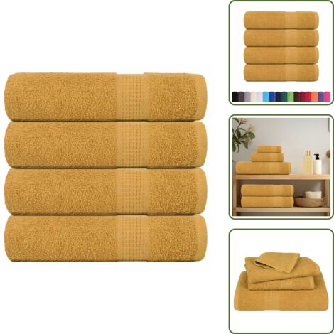 The Living Store Toallas de mano FROGN 4 uds oro 50x100 cm 360 g/m² - Toalla de baño